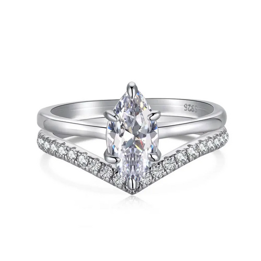Marquise Cut Moissanite Diamond Stacking Ring