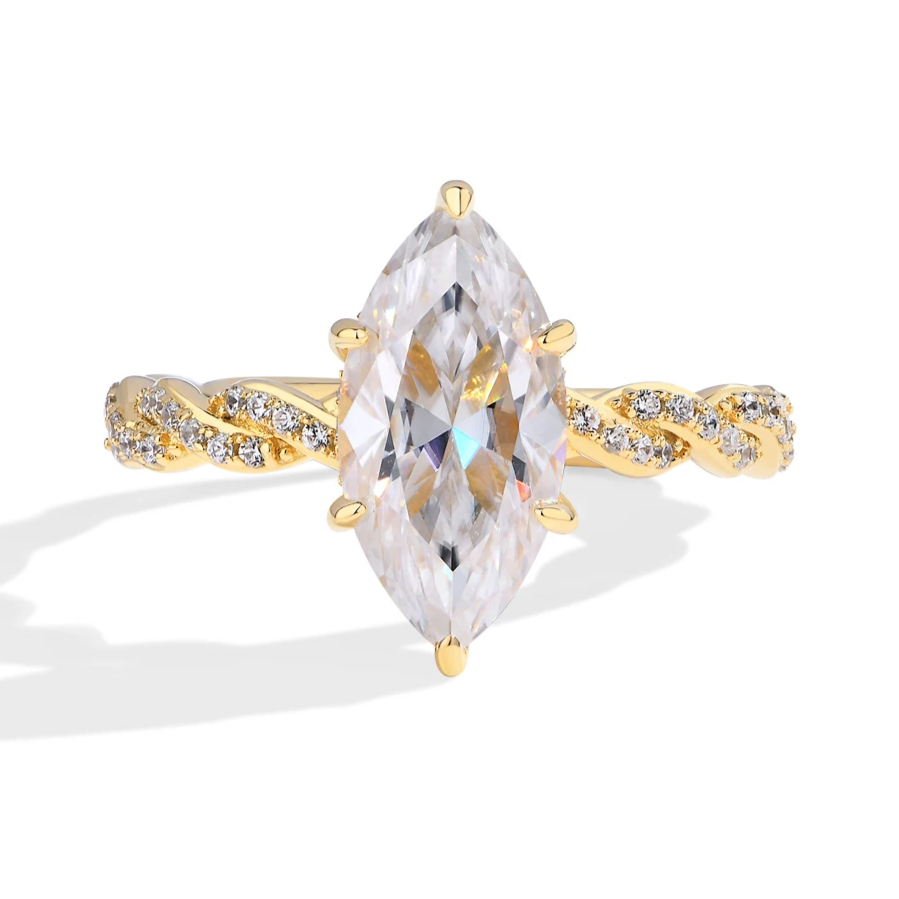 Stacked Marquise Cut Moissanite Ring