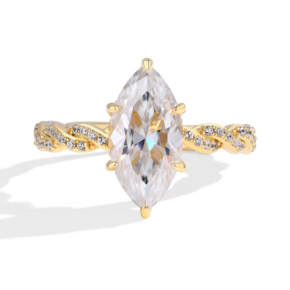Stacked Marquise Cut Moissanite Ring